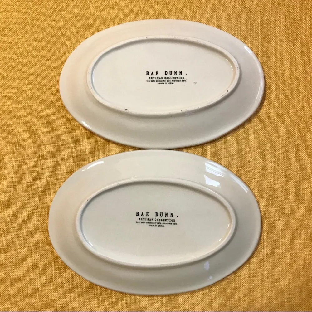 Rare Rae Dunn Wine Oval Plates Dishes Chardonnay Cabernet
